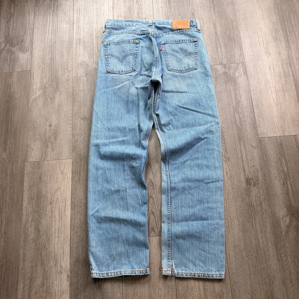 90s Vintage Levis 501 Mens 34x30 Light Wash Straight Jeans USA Made Button Fly